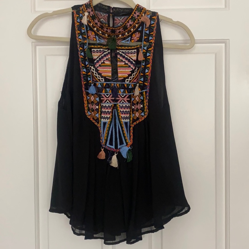 Zara Embroidered Sleeveless Top